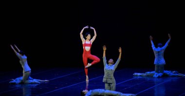 Dancers from the "Bejart Ballet Lausanne" (BBL) of Switzerland perform in "The Firebird," choreographed by Maurice Bejart to the music of Igor Stravinsky as part of the three unique ballets brought together at Zorlu Performing Arts Center (PSM), Istanbul, Türkiye, Feb. 21, 2026. (AFP Photo)