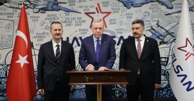 President Recep Tayyip Erdoğan attends the Sancar unmanned surface vehicle commissioning, facility groundbreaking and inauguration ceremony at the Havelsan Technology Campus, Ankara, Türkiye, Feb. 24, 2026. (AA Photo)