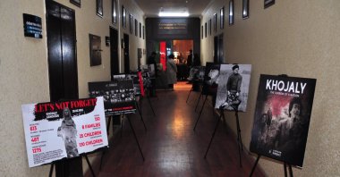 A ceremony marking the anniversary of the 1992 Khojaly killings takes place in the Turkish Parliament, Ankara, Türkiye, Feb. 25, 2026. (DHA Poto)