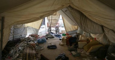 This picture shows a view of the empty tent at al-Hol camp, closed by the Syrian authorities in the northeastern Hassakeh governorate, Feb. 25, 2026. (AFP Photo)