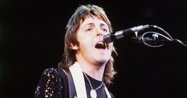 Paul McCartney, of Paul McCartney and Wings, performs at the Nassau Coliseum, Uniondale, New York, U.S., May 21, 1976. (AP File Photo)