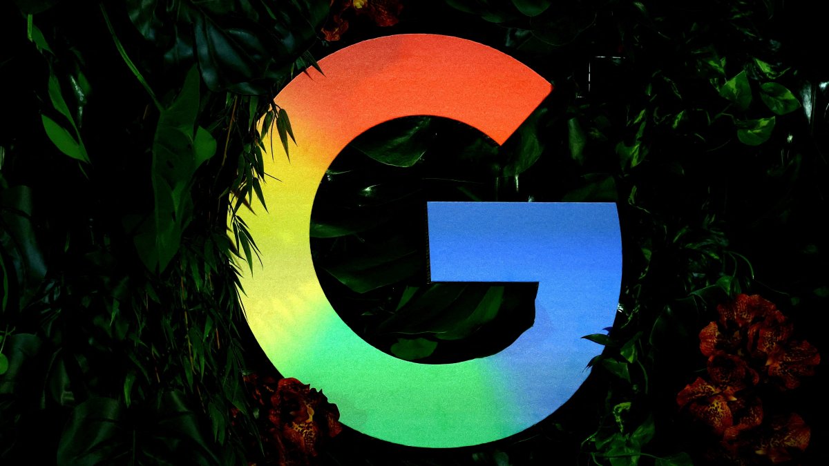 The Google logo is displayed during a press conference in Berlin, Germany, Nov. 11, 2025. (Reuters Photo)