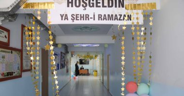 Students and teachers decorate corridors and classrooms with Ramadan-themed ornaments following a nationwide directive by the Education Ministry titled “Ramadan at the Heart of Education,” Muğla, Türkiye, Feb. 24, 2026. (AA Photo)