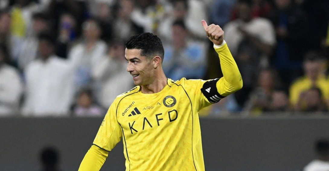 Al-Nassr's Cristiano Ronaldo celebrates scoring their fourth goal during a Saudi Pro League match between Al-Nassr and Al-Hazem, Riyadh, Saudi Arabia, Feb. 21, 2026. (Reuters Photo)