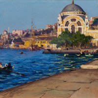 The painting by Fausto Zonaro, on the Dolmabahçe sea front. (Photo Courtesy of Erol Makzume)