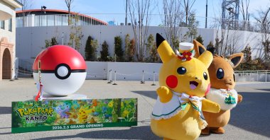 Pokemon characters attend the opening ceremony of PokePark Kanto in Inagi City, Tokyo, Japan, Feb. 5, 2026. (EPA Photo)
