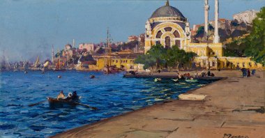 The painting by Fausto Zonaro, on the Dolmabahçe sea front. (Photo Courtesy of Erol Makzume)