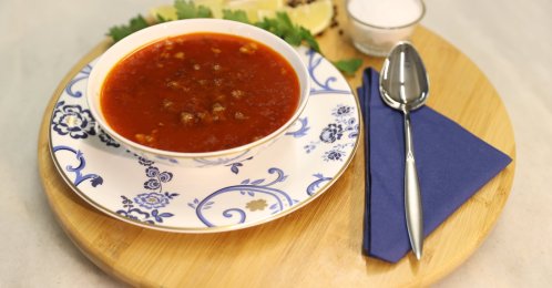 Okra soup, a traditional dish from Konya, is served, Konya, central Türkiye, Dec. 12, 2025. (AA Photo)