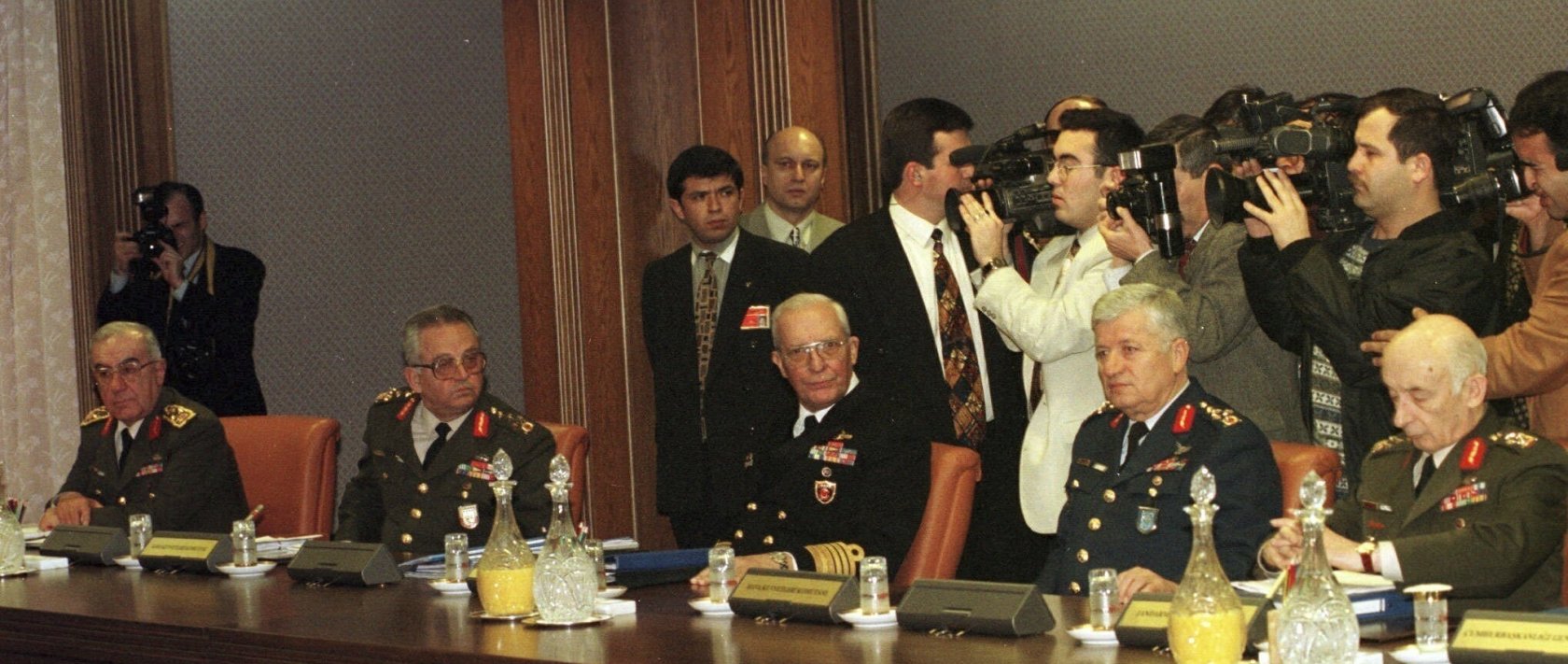 Generals attend the notorious National Security Council meeting, Ankara, Türkiye, Feb. 28, 1997. (AP Photo)