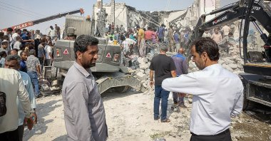 The site of a strike on a girls' school in Minab, in Iran's southern Hormozgan province, Feb. 28, 2026. (AFP Photo)