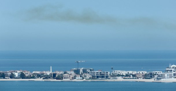 Smoke is left in the sky after blasts were heard in Doha, Qatar, Feb. 28, 2026. (Reuters Photo)