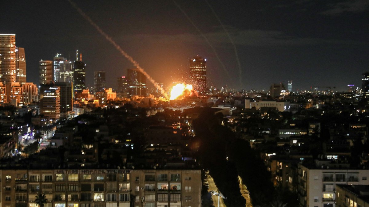An explosion caused by a projectile impact after Iran launched missiles into Israel, following Israel and the U.S. launching strikes on Iran, Tel Aviv, Israel, Feb. 28, 2026. (Reuters Photo)