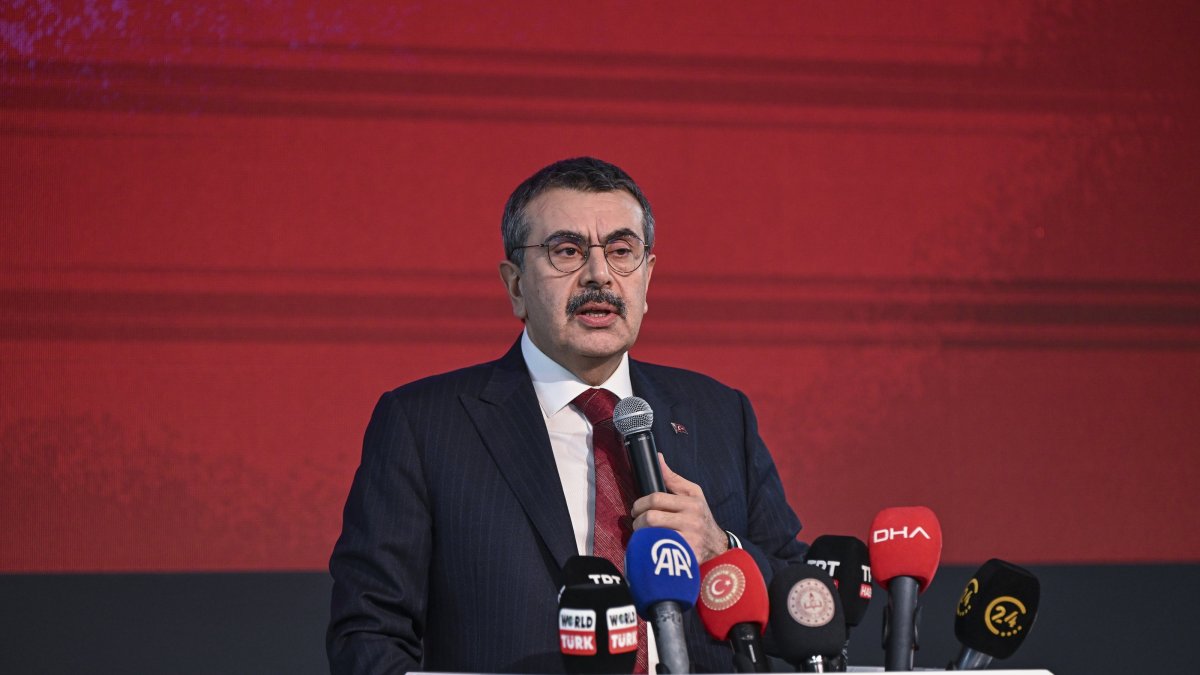 Minister of National Education Yusuf Tekin speaks at an event, Istanbul, Türkiye, Feb. 28, 2026. (AA Photo)