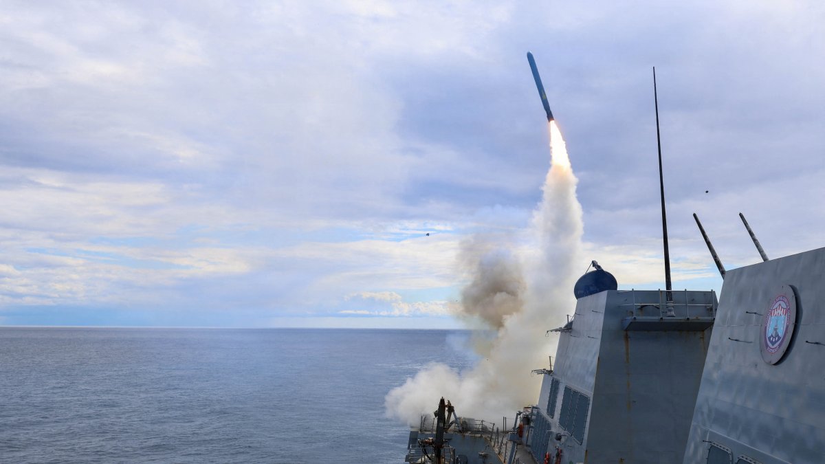 The U.S. Navy Arleigh Burke-class guided-missile destroyer USS Thomas Hudner fires a Tomahawk land attack missile in support of Operation Epic Fury attack on Iran from an undisclosed location, March 1, 2026. (Reuters Photo)