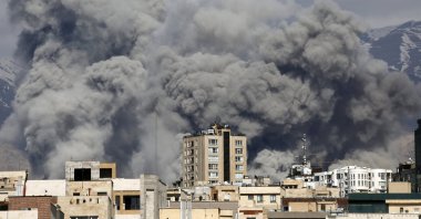 Plumes of smoke rise after an Israeli airstrike on Tehran, Iran, March 1, 2026. (AA Photo) 