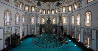 The bright and ornate interior of Hamid-i Evvel Mosque in Beylerbeyi, Istanbul, Türkiye, Feb. 24, 2026. (AA Photo)