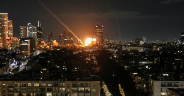 An explosion caused by a projectile impact after Iran launched missiles into Israel, following Israel and the U.S. launching strikes on Iran, Tel Aviv, Israel, Feb. 28, 2026. (Reuters Photo)