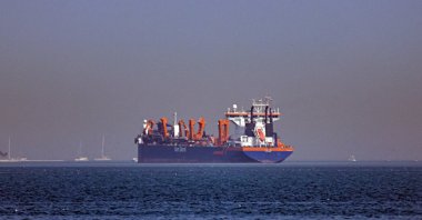 A vessel is seen anchoring off the coast of Dubai, United Arab Emirates, March 1, 2026. (EPA Photo)