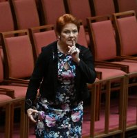 One Nation leader Pauline Hanson walks out during debate on a censure motion in the Senate chamber at Parliament House in Canberra, Australia, March 2, 2026. (Reuters Photo)