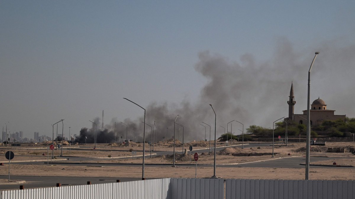 Smoke rises from a reported Iranian strike in the area where the U.S. Embassy is located in Kuwait City, Kuwait, March 2, 2026. (AFP Photo)