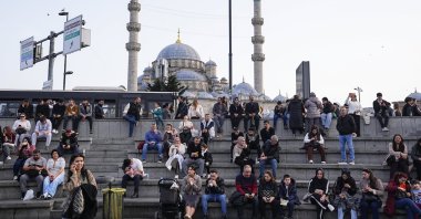 People are seen in the famous Eminönü neighborhood, Istanbul, Türkiye, Feb. 15, 2026. (AA Photo)