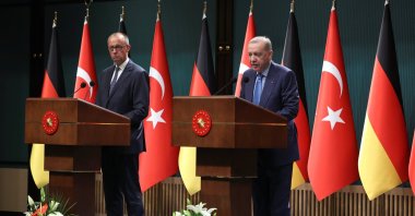 President Recep Tayyip Erdoğan and German Chancellor Friedrich Merz attend a news conference at the Presidential Complex, Ankara, Türkiye, Oct. 30, 2025. (Reuters File Photo)