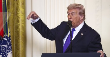 U.S. President Donald Trump delivers remarks during a ceremony to award the medal of honor to three U.S. Army service members at the White House in Washington, DC, U.S., March 2, 2026. (EPA Photo)