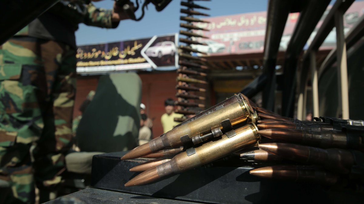 Ammunition seen with Taliban security officials at a checkpoint, Jalalabad, Nangarhar province, Afghanistan, March 2, 2026. (EPA Photo)
