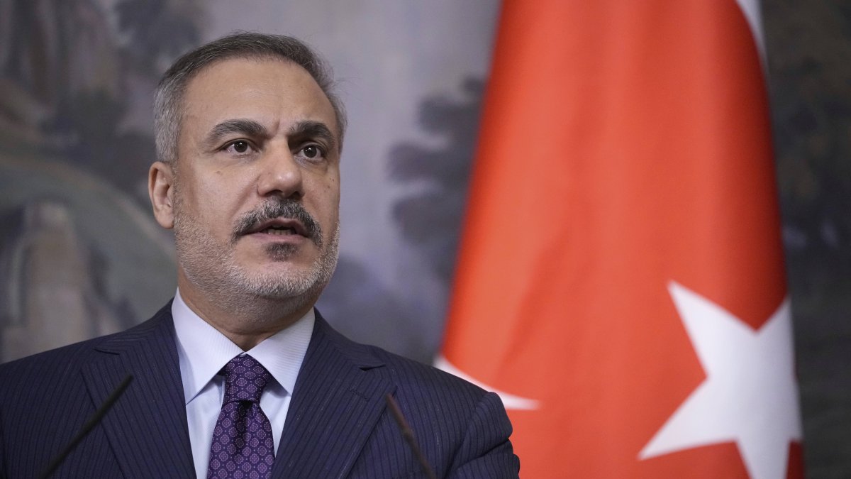 Foreign Minister Hakan Fidan speaks during a joint news conference following a meeting with Russian Foreign Minister Sergey Lavrov, Moscow, Russia, May 27, 2025. (AP Photo)