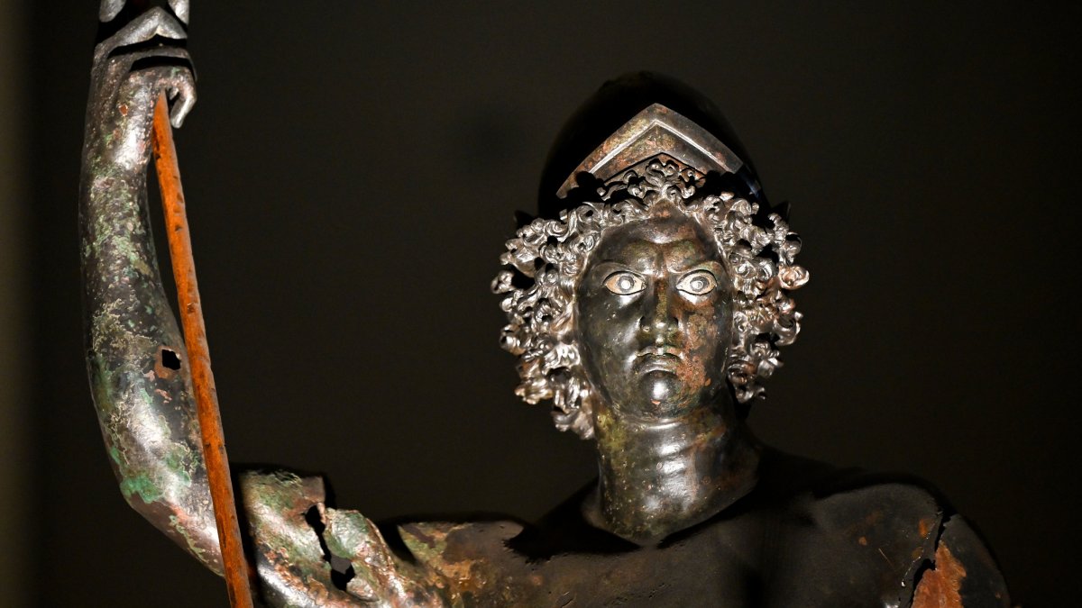 The statue of Mars on display at the Zeugma Mosaic Museum, Gaziantep, southeastern Türkiye, March 1, 2026. (AA Photo)