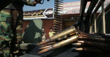 Ammunition seen with Taliban security officials at a checkpoint, Jalalabad, Nangarhar province, Afghanistan, March 2, 2026. (EPA Photo)
