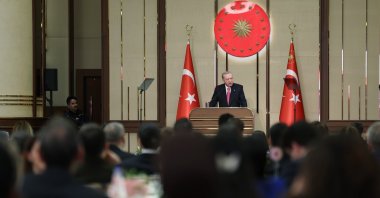 President Recep Tayyip Erdoğan gives a speech at an iftar program, Ankara, Türkiye, Feb. 26, 2026. (İHA Photo)