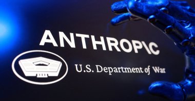 The U.S. Department of War and Anthropic logos are seen in this illustration, March 1, 2026. (Reuters Photo)