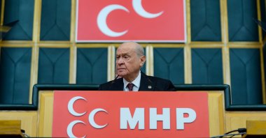 Nationalist Movement Party (MHP) leader Devlet Bahçeli delivers a speech at his party’s parliamentary group meeting at Parliament, Ankara, Türkiye, March 3, 2026. (AA Photo)