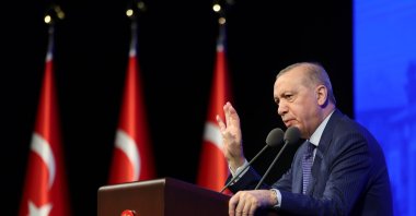 President Recep Tayyip Erdoğan speaks at a social housing draw ceremony in Ankara, March 3, 2026. (IHA Photo)