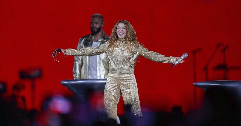 Colombian singer Shakira (R) performs during a concert at the Zocalo, Mexico City, Mexico, March 1, 2026. (EPA Photo)