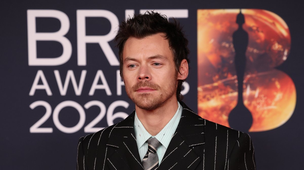 British singer Harry Styles poses on the red carpet during the 2026 BRIT Awards ceremony at the Co-op Live Arena, Manchester, U.K., Feb. 28, 2026. (EPA Photo)