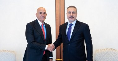Foreign Minister Hakan Fidan receives U.S. Ambassador to Türkiye and Special Envoy for Syria Tom Barrack, Ankara, Türkiye, March 3, 2026. (AA Photo)
