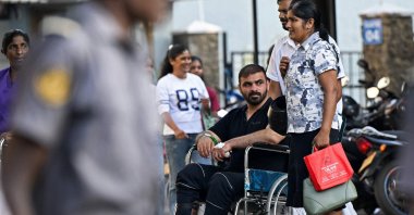 An injured Iranian sailor arrives to receive treatment at the Karapitiya hospital in Galle, Sri Lanka, March 4, 2026. (AFP Photo)