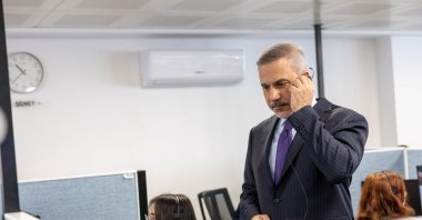 Foreign Minister Hakan Fidan visits the consulate call center in Ankara, March 3, 2026. (AA Photo)