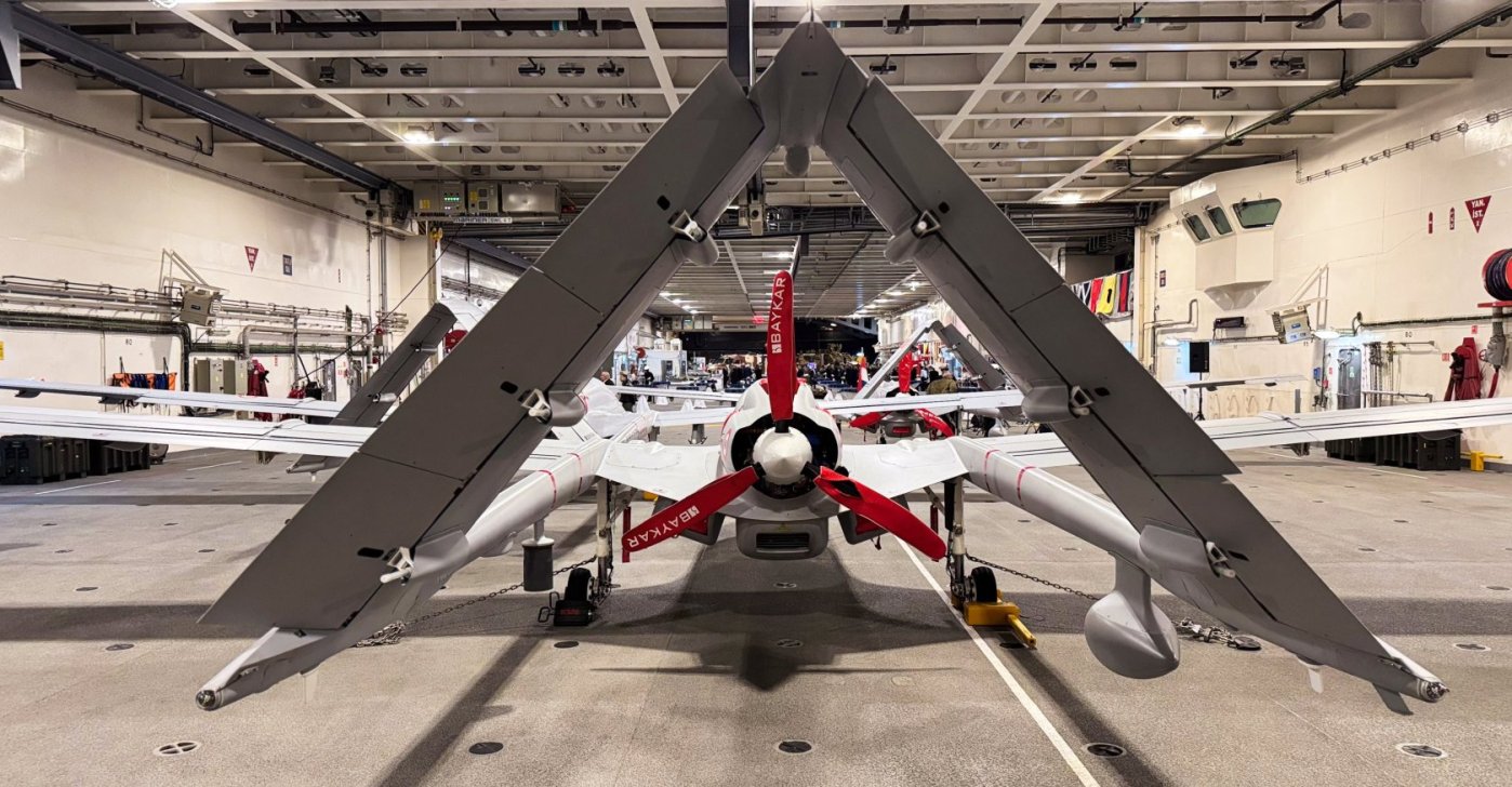 A view of the Turkish defense industry exhibition held aboard TCG Anadolu docked at the Port of Rotterdam as part of Steadfast Dart 2026, showcasing Türkiye’s defense technologies during the NATO drill in the Netherlands, Feb. 27, 2026. (AA File Photo)