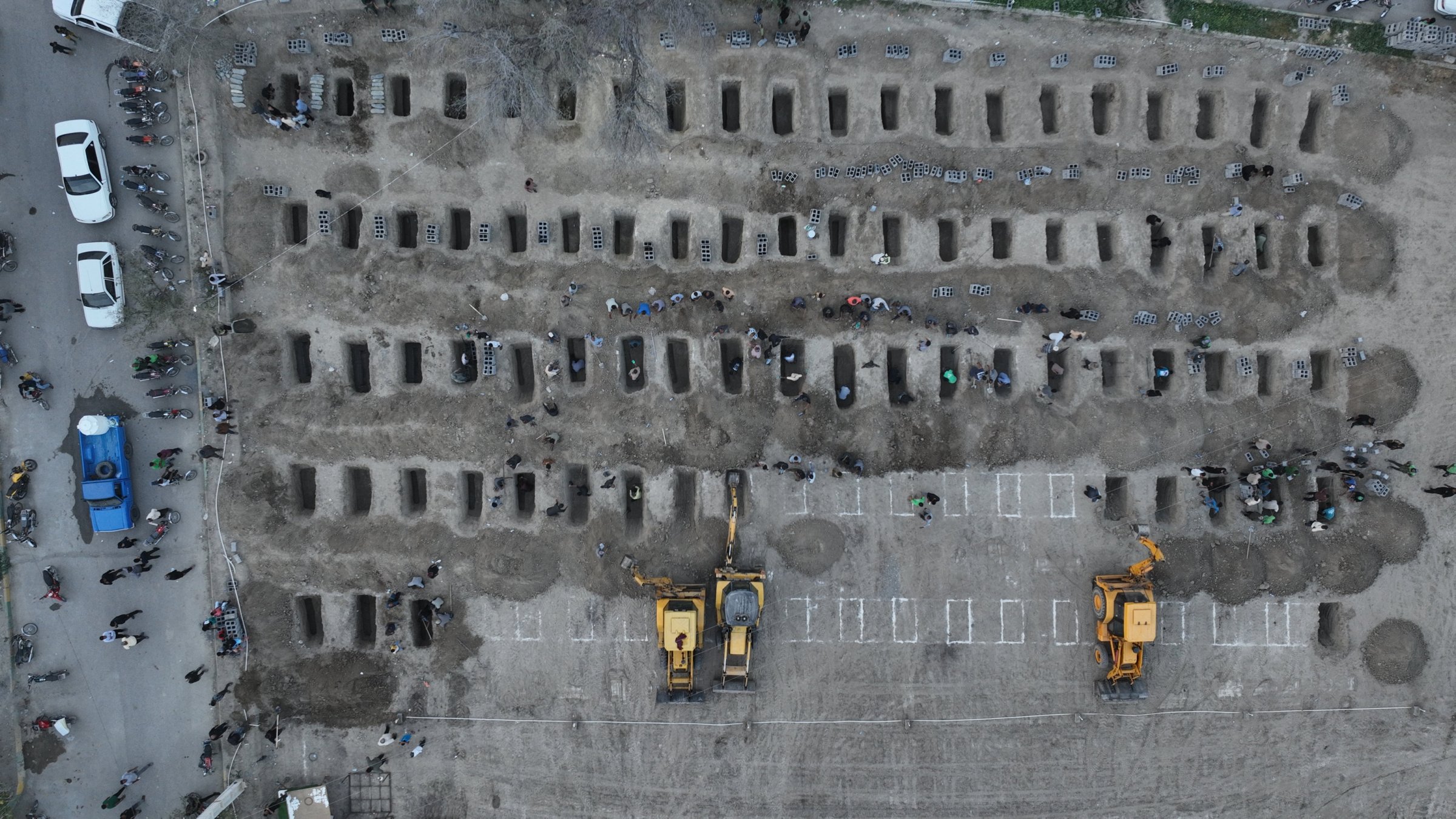 Graves are prepared for the 165 girl students and teachers who were killed as a result of an Israel-U.S. airstrike on a girls' school, Minab, Iran, March 3, 2026. (EPA Photo)