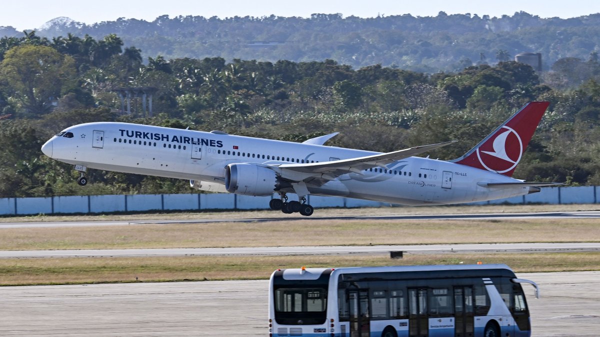 A Turkish Airlines plane takes off at Jose Marti International Airport in Havana, Cuba, Feb. 9, 2026. (AFP Photo)