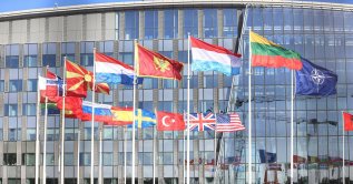 Flags of the member states in front of the NATO headquarters, Brussels, Belgium, Oct. 24, 2025. (Reuters Photo)