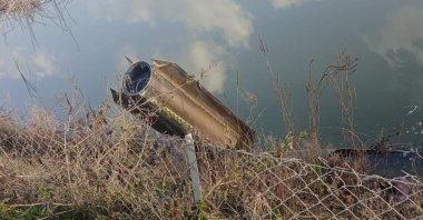 Debris from a munition that was destroyed in the air after being fired from Iran and fell in the Dörtyol district of Hatay province, Türkiye, March 4, 2026. (IHA Photo)