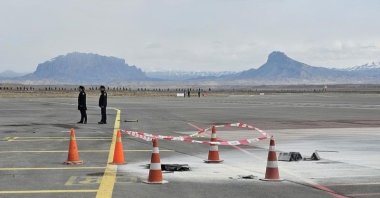 The debris of a drone at Nakhchivan International Airport in Nakhchivan Autonomous Republic, March 5, 2026. (Azerbaijan State News Agency/Handout via DHA)