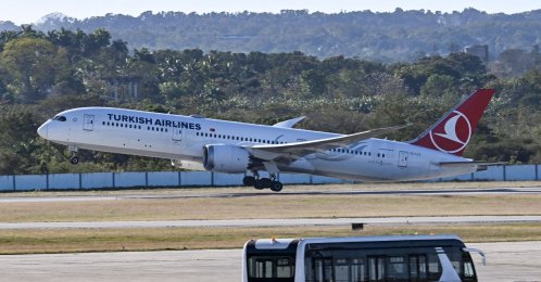 A Turkish Airlines plane takes off at Jose Marti International Airport in Havana, Cuba, Feb. 9, 2026. (AFP Photo)