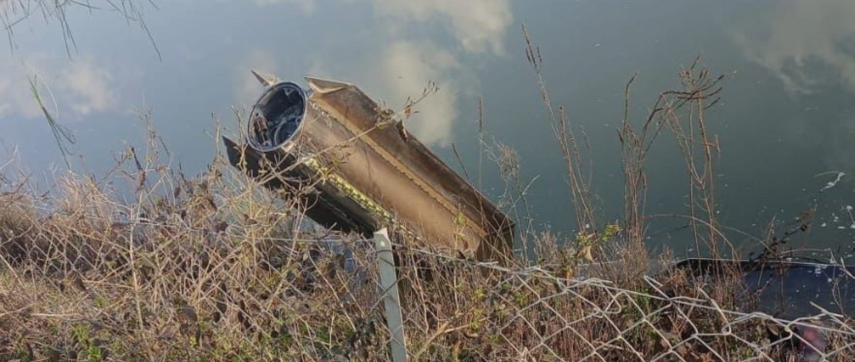 Debris from a munition that was destroyed in the air after being fired from Iran and fell in the Dörtyol district of Hatay province, Türkiye, March 4, 2026. (IHA Photo)