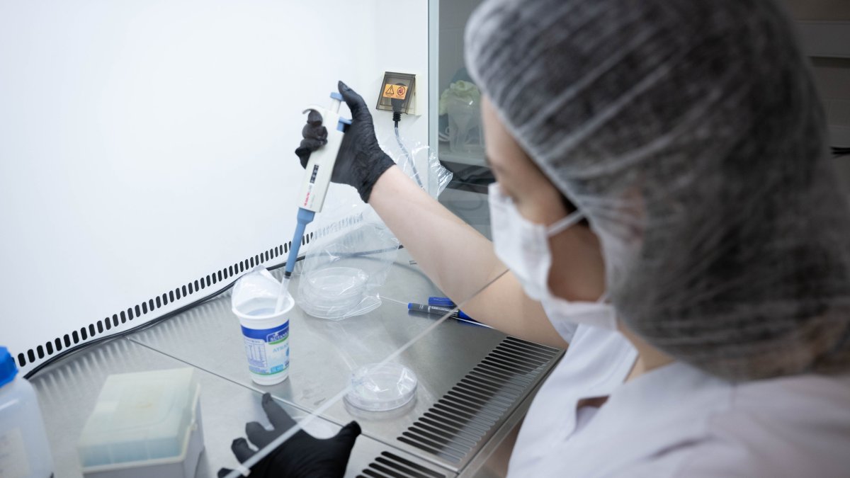 A woman supervises production at a high-capacity dairy processing facility, Ankara, Türkiye, Feb. 27, 2026. (AA Photo) 