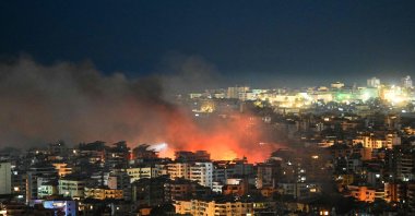 Fire rises from the site of an Israeli airstrike in the southern suburbs of Beirut, Lebanon, March 6, 2026. (AFP Photo)